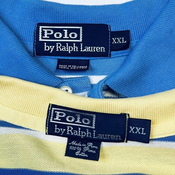 Lot Of Polo Ralph Lauren Polo Shirt Mens Size 2XL Striped Yellow Blue Color Pony - Picture 9 of 14